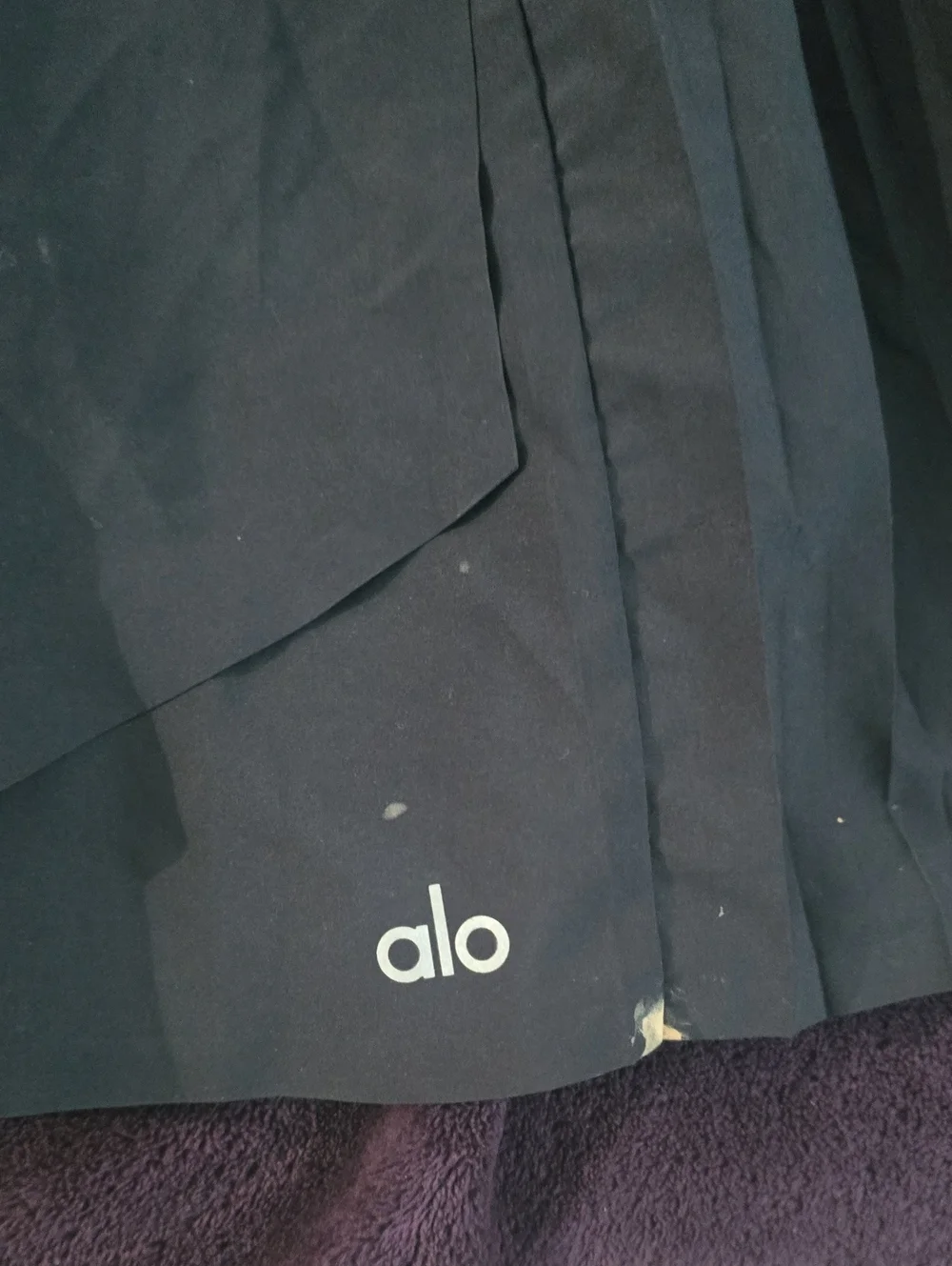 ALO Yoga Black Pleated Skater Skirt with Logo